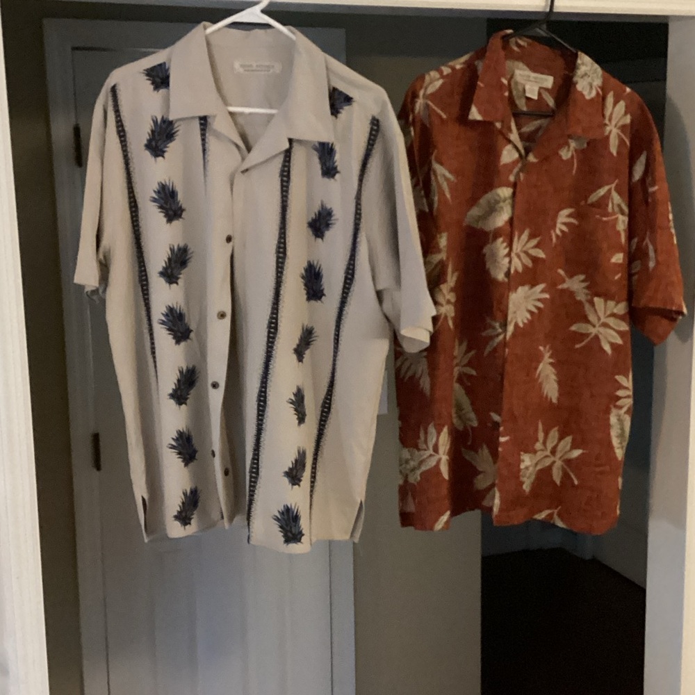 Island Republic. Men's Beige and Red Patterned Shirts.
